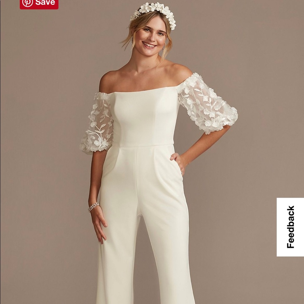 Off the shoulder floral puff sleeve jumpsuit